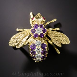 Amethyst and Diamond Bee Brooch by Rosenthal  - 2