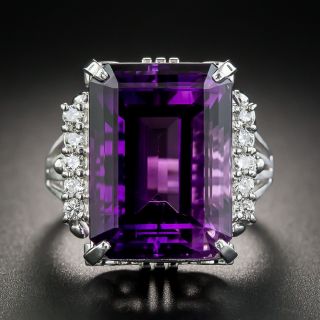 Amethyst and Diamond Cocktail Ring - 2