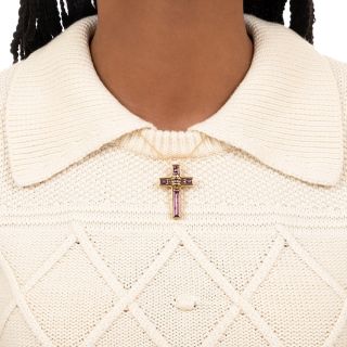 Amethyst and Diamond Cross Necklace