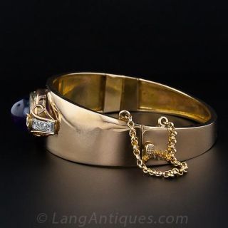 Amethyst and Diamond Tapered Hinged Bangle Bracelet