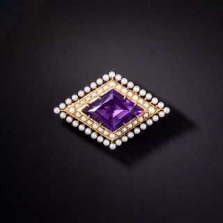 Amethyst and Pearl Brooch by Krementz, Circa 1900  - 1