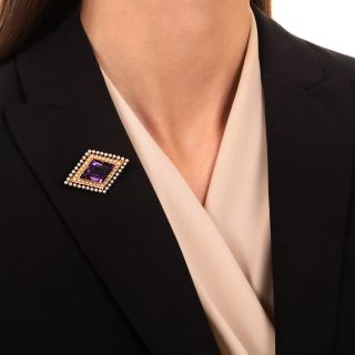 Amethyst and Pearl Brooch by Krementz, Circa 1900 