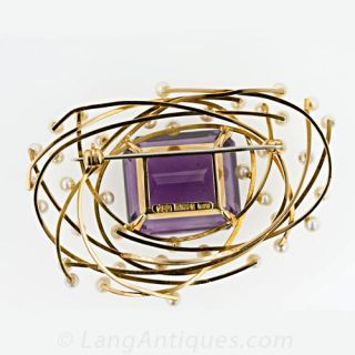 Amethyst and Pearl Pin
