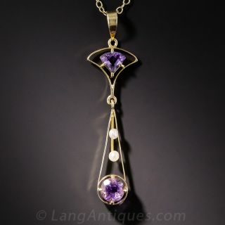 Amethyst and Seed Pearl Necklace