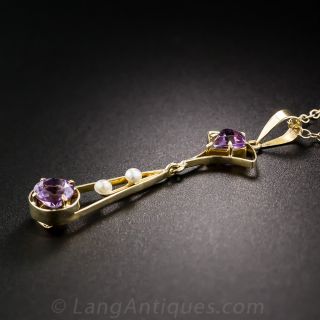 Amethyst and Seed Pearl Necklace