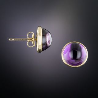 Amethyst Cabochon Stud Earrings