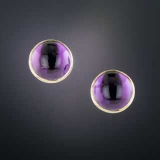 Amethyst Cabochon Stud Earrings