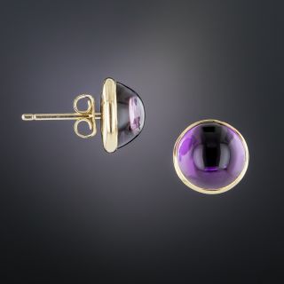 Amethyst Cabochon Stud Earrings