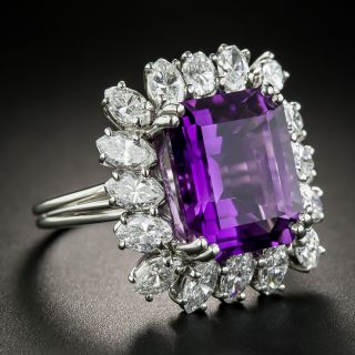 Amethyst Marquise Diamond Platinum Cocktail Ring