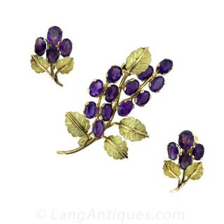 Amethyst Pin and Earring Suite Main View