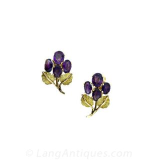 Amethyst Pin and Earring Suite