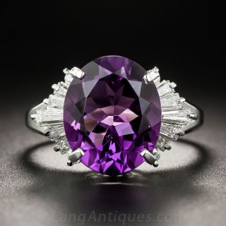 Amethyst Platinum and Diamond Cocktail Ring