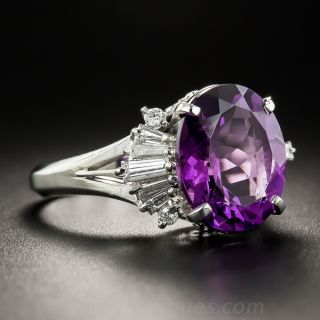Amethyst Platinum and Diamond Cocktail Ring