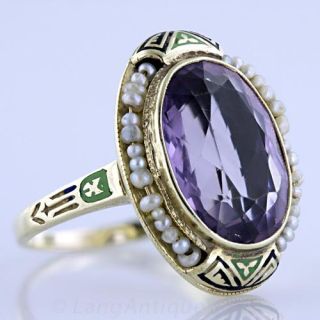 Amethyst, Seed Pearl & Enamel Ring, 1920