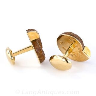 Ammonite Shell and Sapphire Cufflinks by Trianon