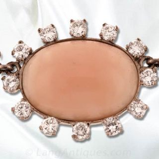 Angel Skin Coral and Diamond Necklace