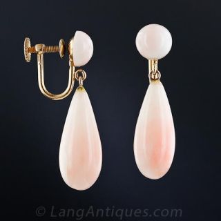 Angel Skin Coral Drop Earrings