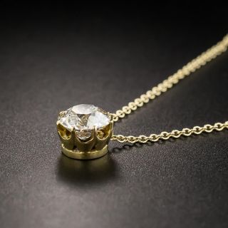Antique .95 Carat Old Mine Diamond Solitaire Pendant