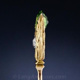 Antique 1.00 Carat Demantoid Garnet and Diamond Stickpin