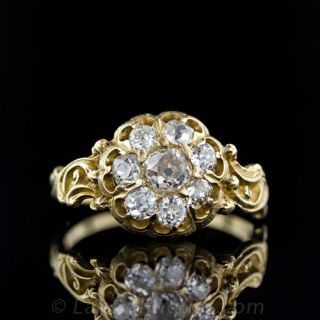 Antique 1.00 Carat Diamond Cluster Ring