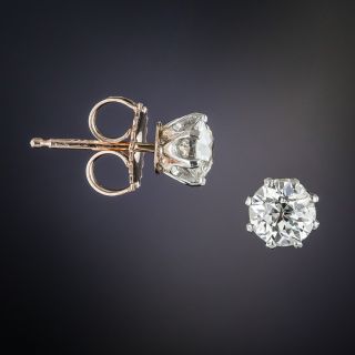 Antique 1.00 Carat Diamond Stud Earrings 