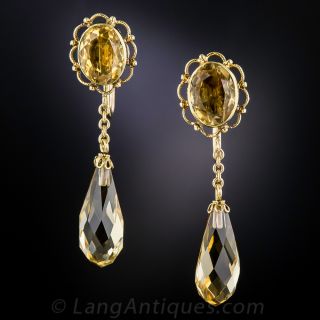 Antique 14k Citrine Drop Earrings