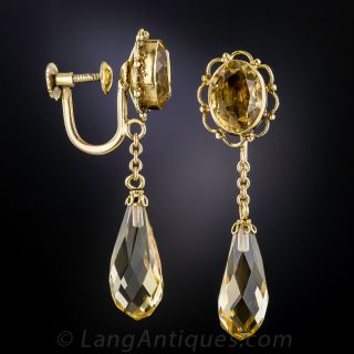 Antique 14k Citrine Drop Earrings
