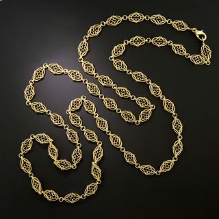 Antique 18K Long Fancy Link Necklace - 4