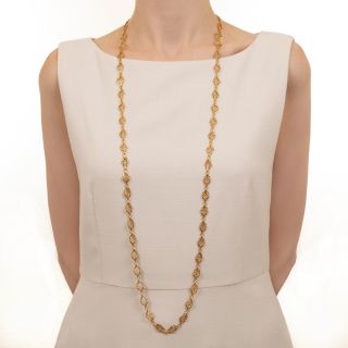 Antique 18K Long Fancy Link Necklace