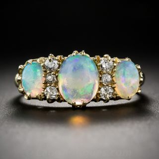 Antique 18k Opal and Diamond Ring