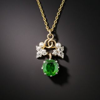 Antique 2.21 Carat Demantoid Garnet and Diamond Necklace, Circa1900 - 2