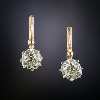 Antique 2.35 Carat Diamond Drop Earrings - 2