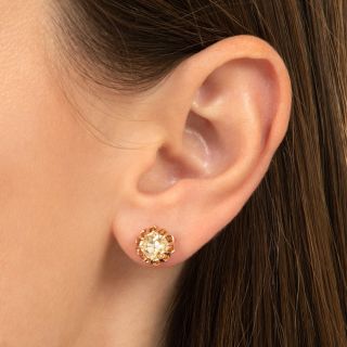 Antique 3.30 Carat Old Mine-Cut Diamond Stud Earrings - GIA