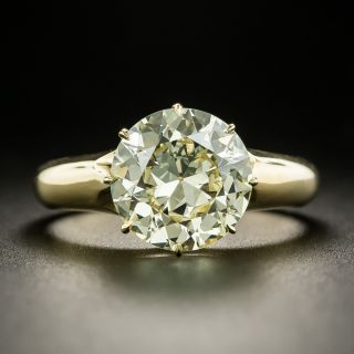 Antique 3.70 Carat European-Cut Diamond Solitaire Ring - GIA  - 2