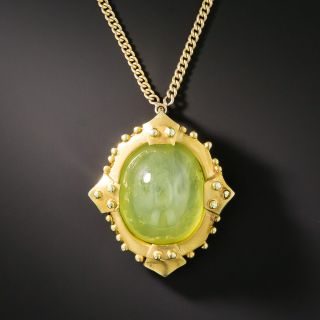 Antique 30 Carat Cat's Eye Chrysoberyl Pendant, Circa 1900 - 2