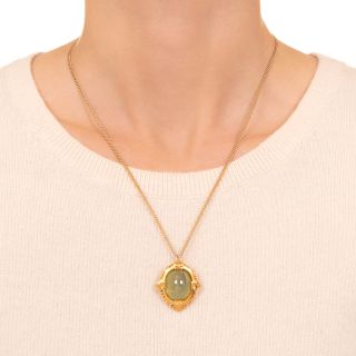 Antique 30 Carat Cat's Eye Chrysoberyl Pendant, Circa 1900