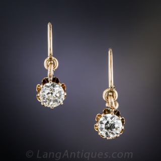 Antique .85 Carat Diamond Drop Earrings