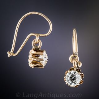Antique .85 Carat Diamond Drop Earrings