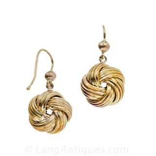 Antique 9K Gold Knot Earrings