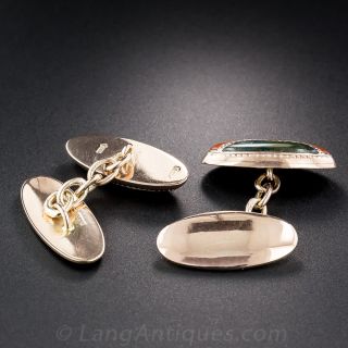 Antique 9K Rose Gold and Agate Cufflinks