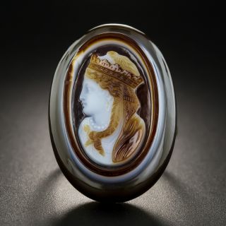Antique Agate Cameo Ring - 1