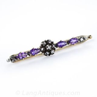 Antique Amethyst and Diamond Barrette