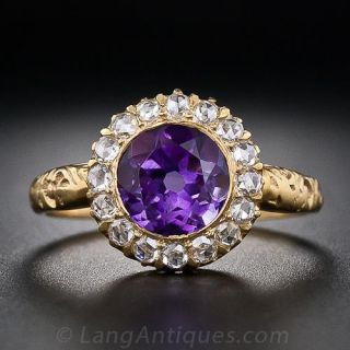 Antique Amethyst and Diamond Ring