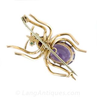 Antique Amethyst and Garnet Spider Brooch