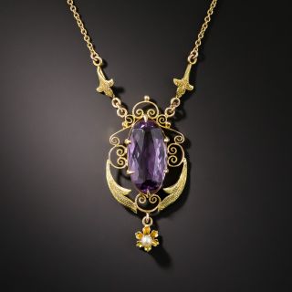 Antique Amethyst and Pearl Necklace, Circa 1900 - 2