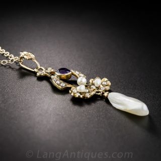 Antique Amethyst and Pearl Necklace