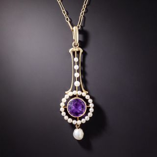 Antique Amethyst and Seed Pearl Circle Necklace by Carter, Gough & Co. - 3