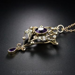 Antique Amethyst and Seed Pearl  Necklace