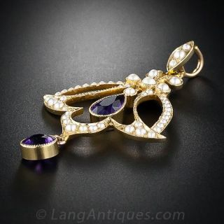 Antique Amethyst and Seed Pearl Necklace