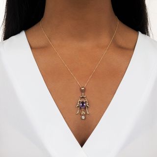 Antique Amethyst And Seed Pearl Pendant